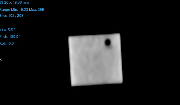 Volumenansicht eines gedruckten Bauteils im Computertomographen